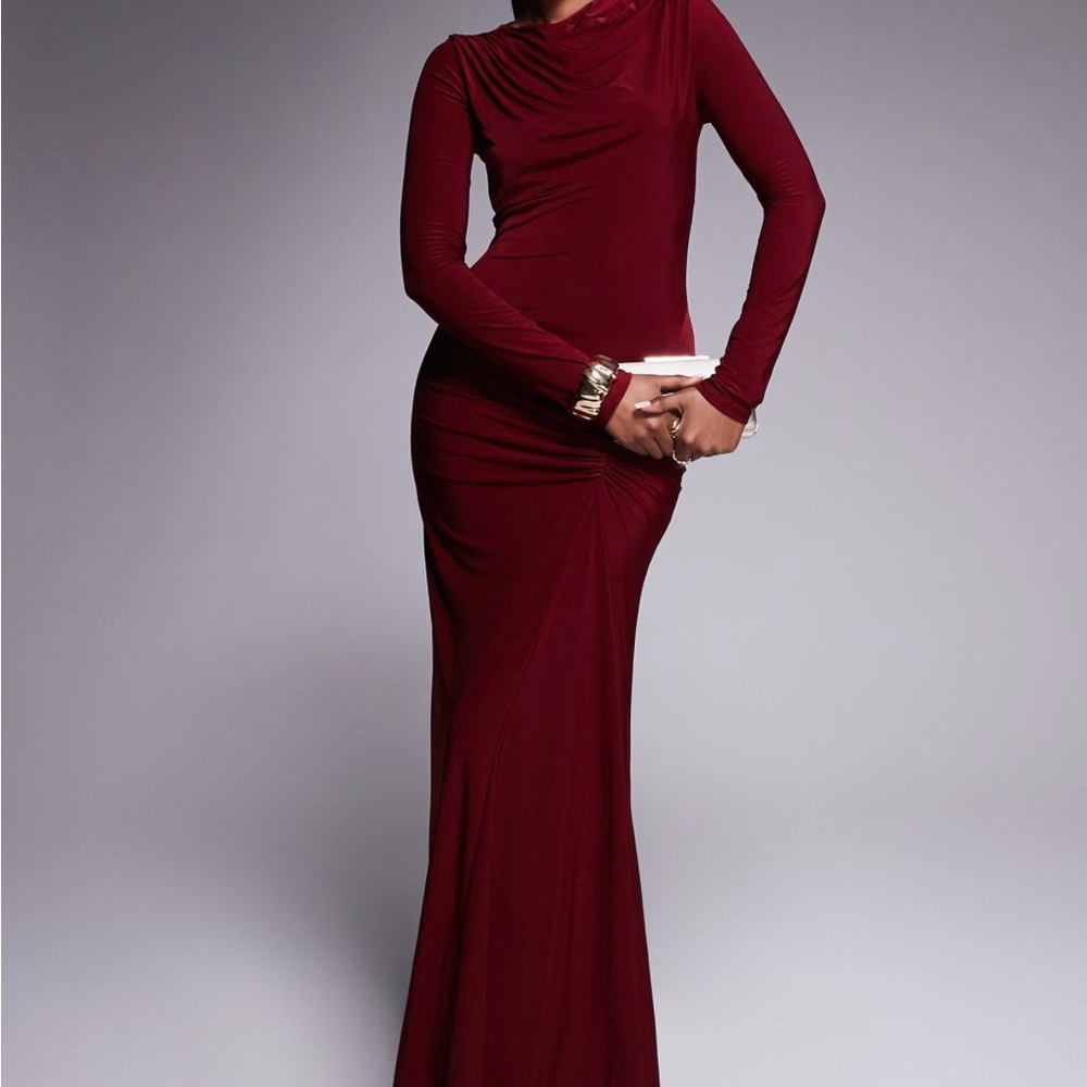 ASOS Deep Red Long Sleeve Dress